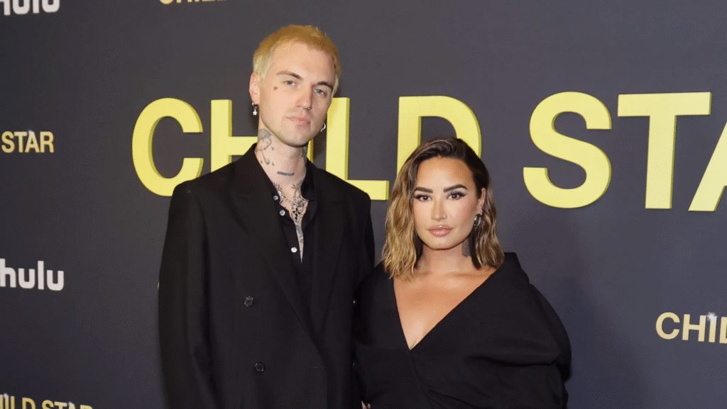 Jordan "Jutes" Lutes and Demi Lovato attend the Los Angeles premiere of Hulu's 'Child Star' at NeueHouse Hollywood on September 12, 2024, in Hollywood, California.