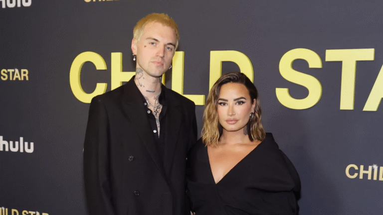 Jordan "Jutes" Lutes and Demi Lovato attend the Los Angeles premiere of Hulu's 'Child Star' at NeueHouse Hollywood on September 12, 2024, in Hollywood, California.