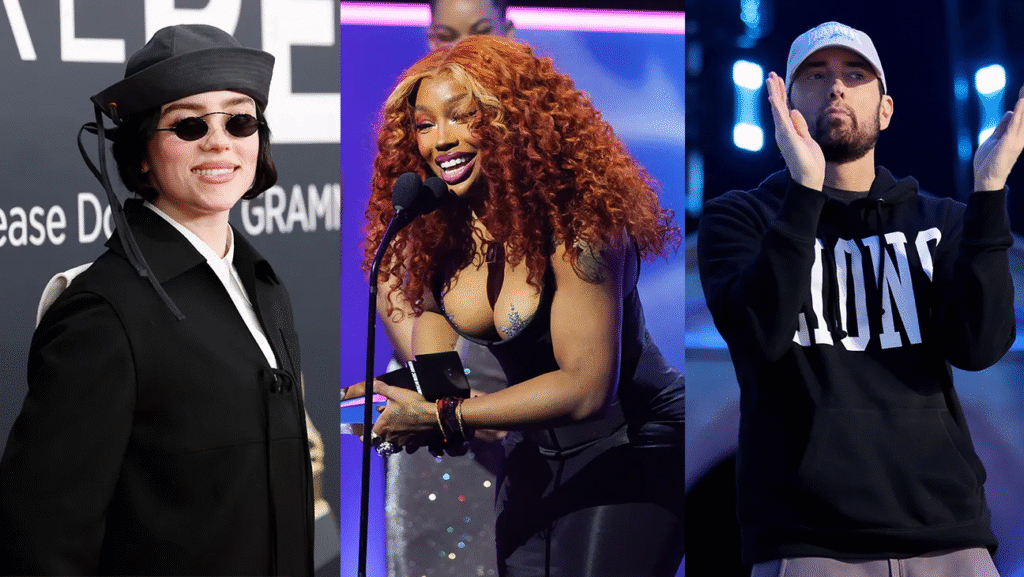 Billie Eilish, SZA and Eminem.