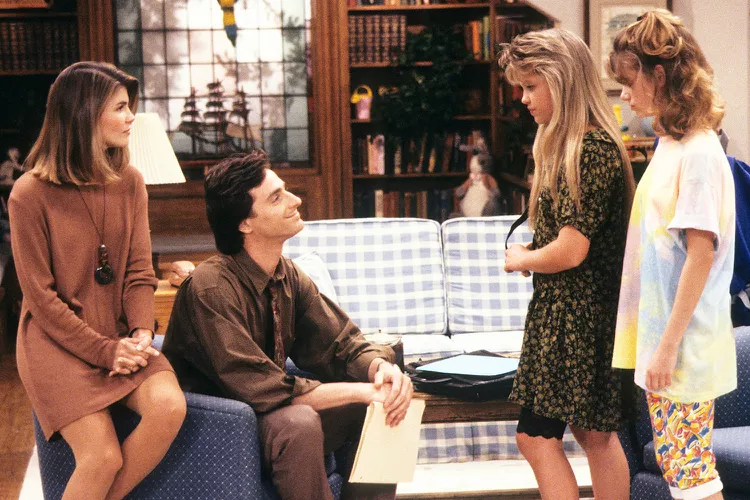 From left: Lori Loughlin, Bob Saget, Candace Cameron Bure and Andrea Barber on 'Full House'.