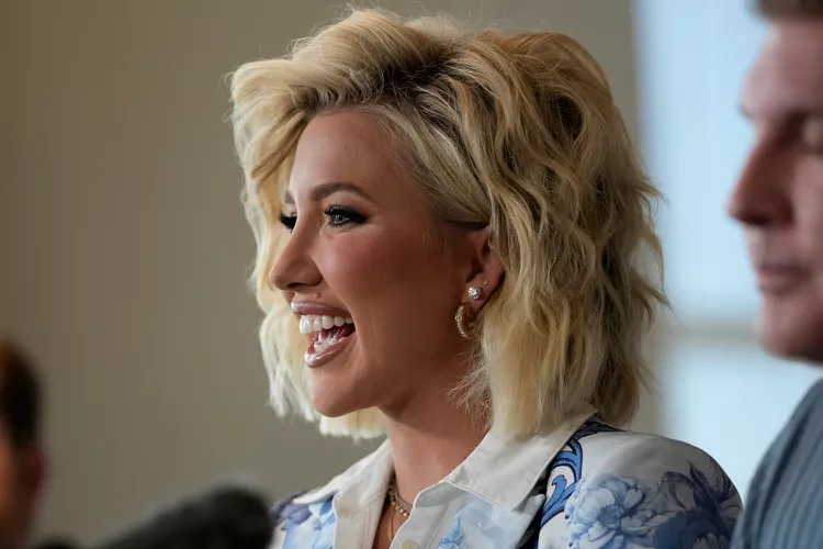 Savannah Chrisley speaking at the press conference on May 30, 2025.
