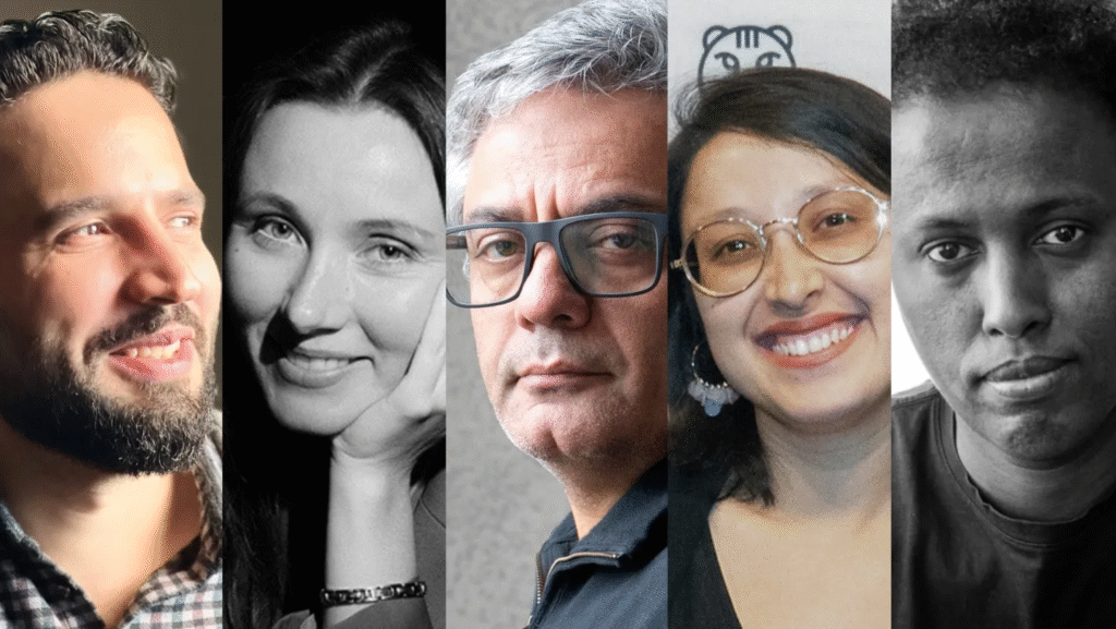 from left to right: Hassan Kattan, Maryna Er Gorbach (credit: Rafal Nowak), Mohammad Rasoulof, Shahrbanoo Sadat, Mo Harawe