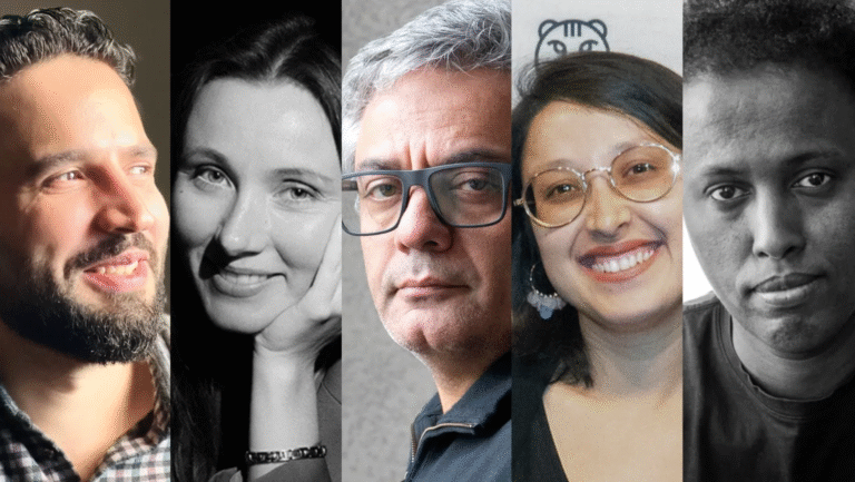 from left to right: Hassan Kattan, Maryna Er Gorbach (credit: Rafal Nowak), Mohammad Rasoulof, Shahrbanoo Sadat, Mo Harawe