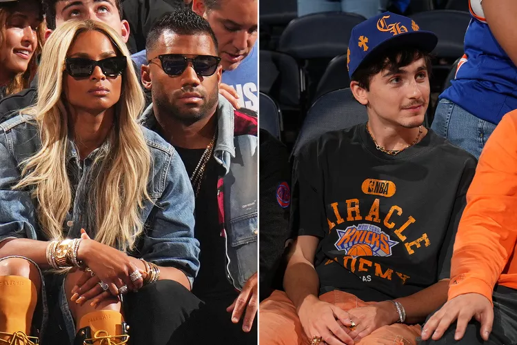 Ciara Russell Wilson Timothee Chalamet sat courtside at the Knicks playoffs.