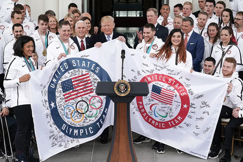 President Trump’s history with the Olympics includes hosting Team USA at the White House in 2018