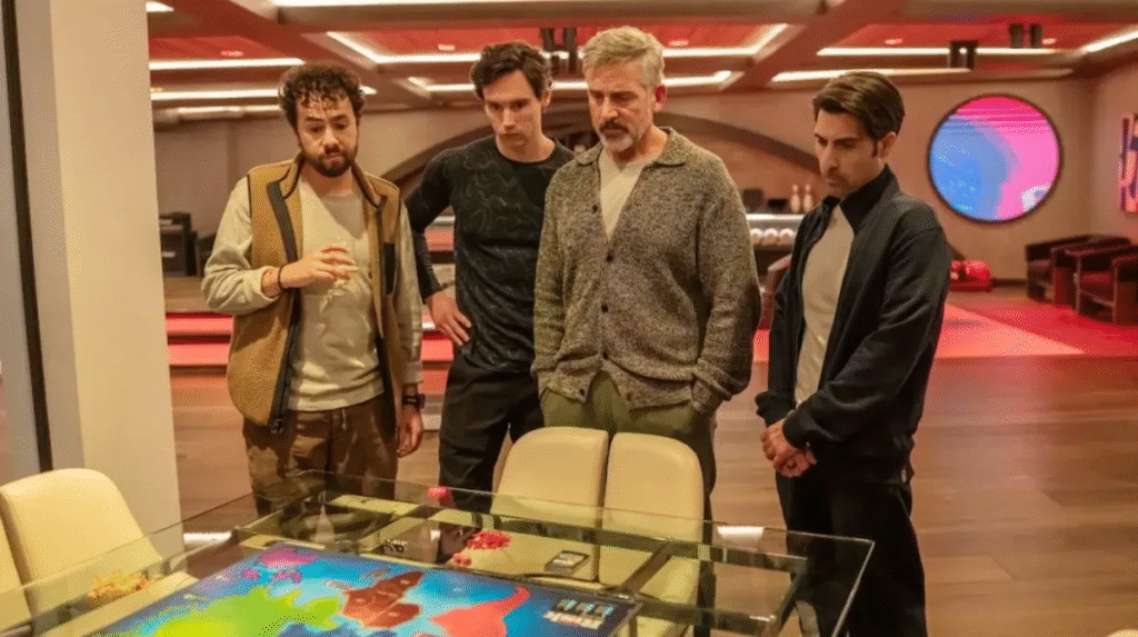 Four men stand together in 'Mountainhead.'