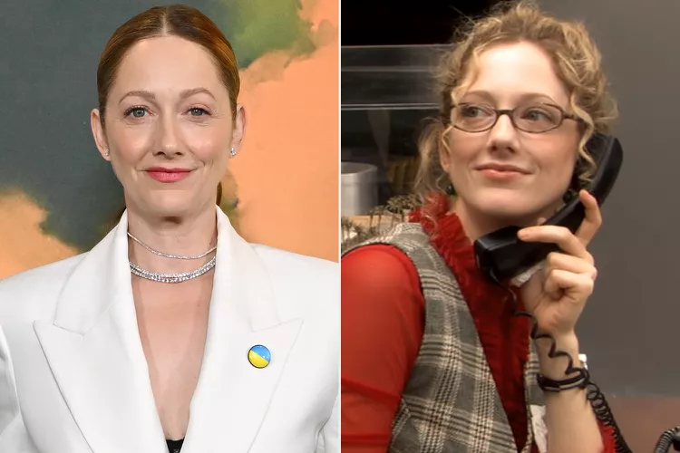 Judy Greer at the 'Stick' L.A. premiere on May 29, 2025; Judy Greer in an 'Arrested Development' scene.