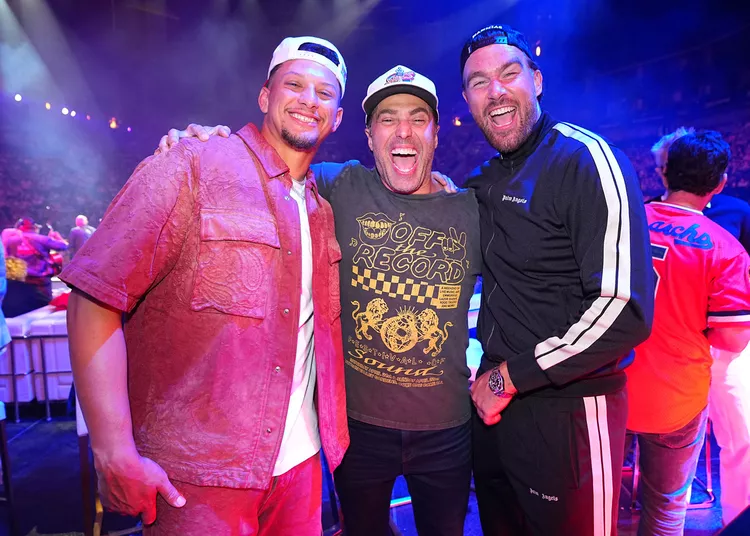 Patrick Mahomes, Adam Ray and Travis Kelce on May 31, 2025.