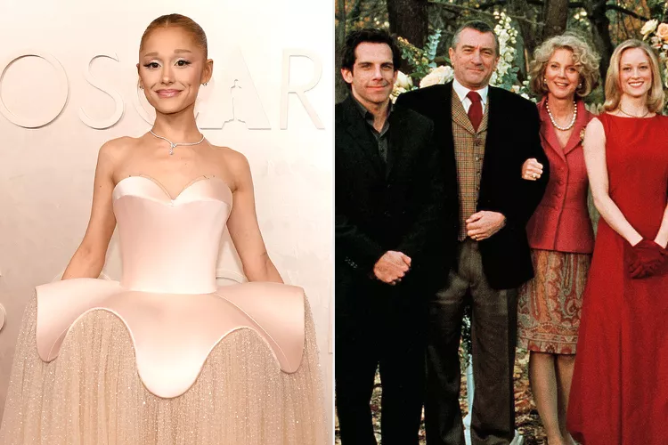 Ariana Grande ; Ben Stiller, Robert De Niro, Blythe Danner and Teri Polo in 'Meet the Parents.'.