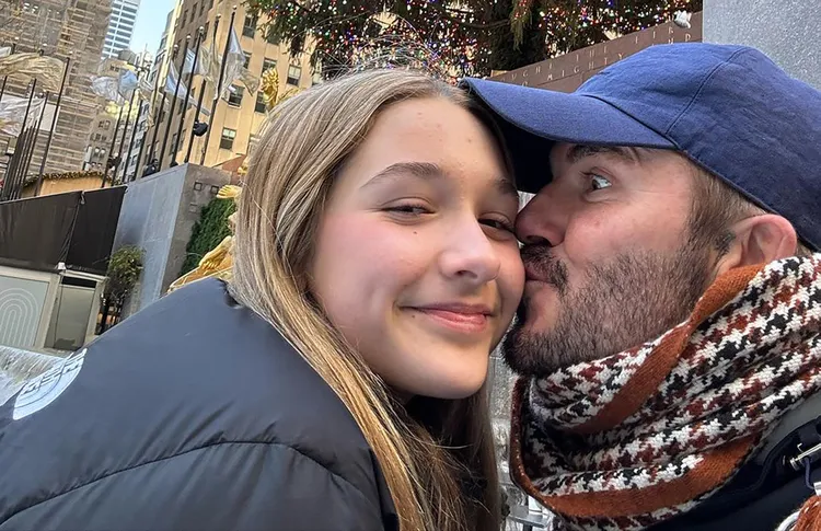 David Beckham and Harper Beckham.