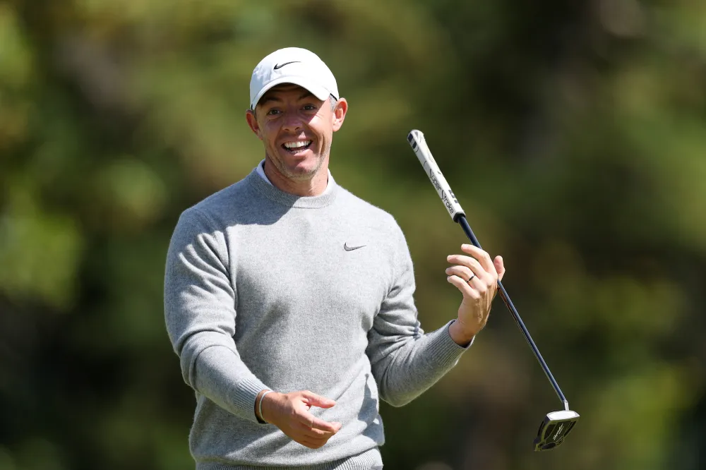 NORTH BERWICK, SCOTLAND - JULY 09: Rory McIlroy eacts to a putt on the 17th green during the pro-am prior to the Genesis Scottish Open 2025 at The Renaissance Club on July 09, 2025 in North Berwick, Scotland.